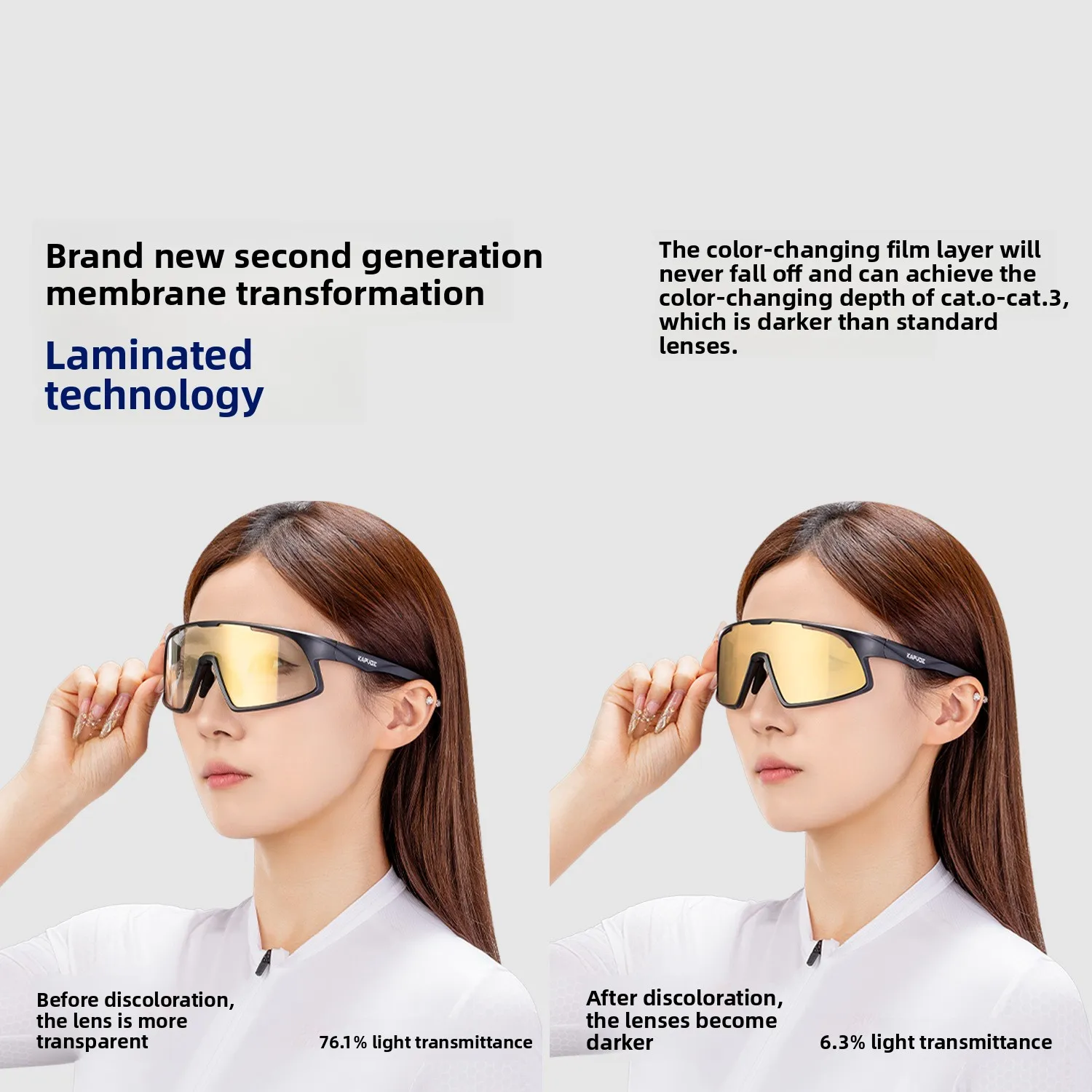 KAPVOE New Membrane Color-Changing Cycling Glasses Sports Mountaineering Hiking Windproof Goggles