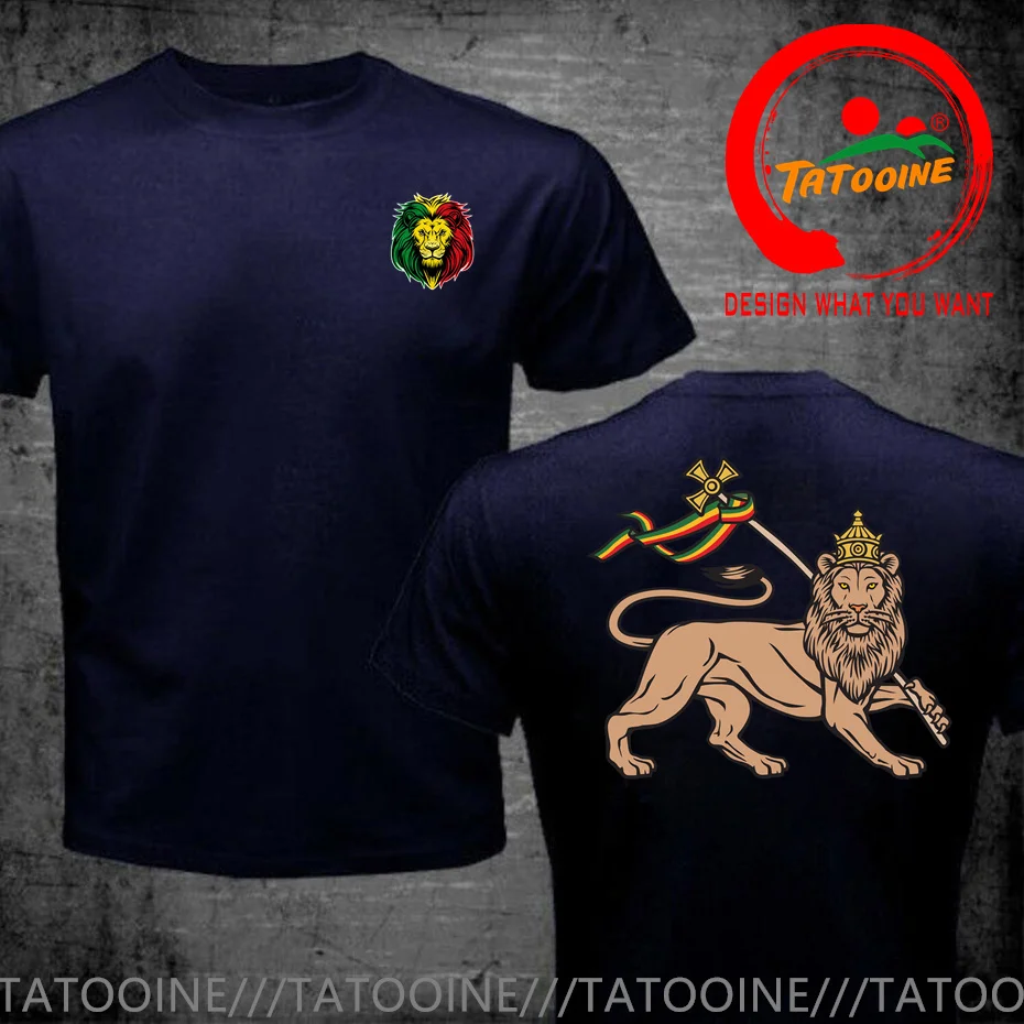 Punky Hip Hop Lion of Judah T Shirt Men Rastafarian Reggae Symbol T-Shirt Rasta Lion T Shirts Man Streetwear Harajuku Tee Shirts