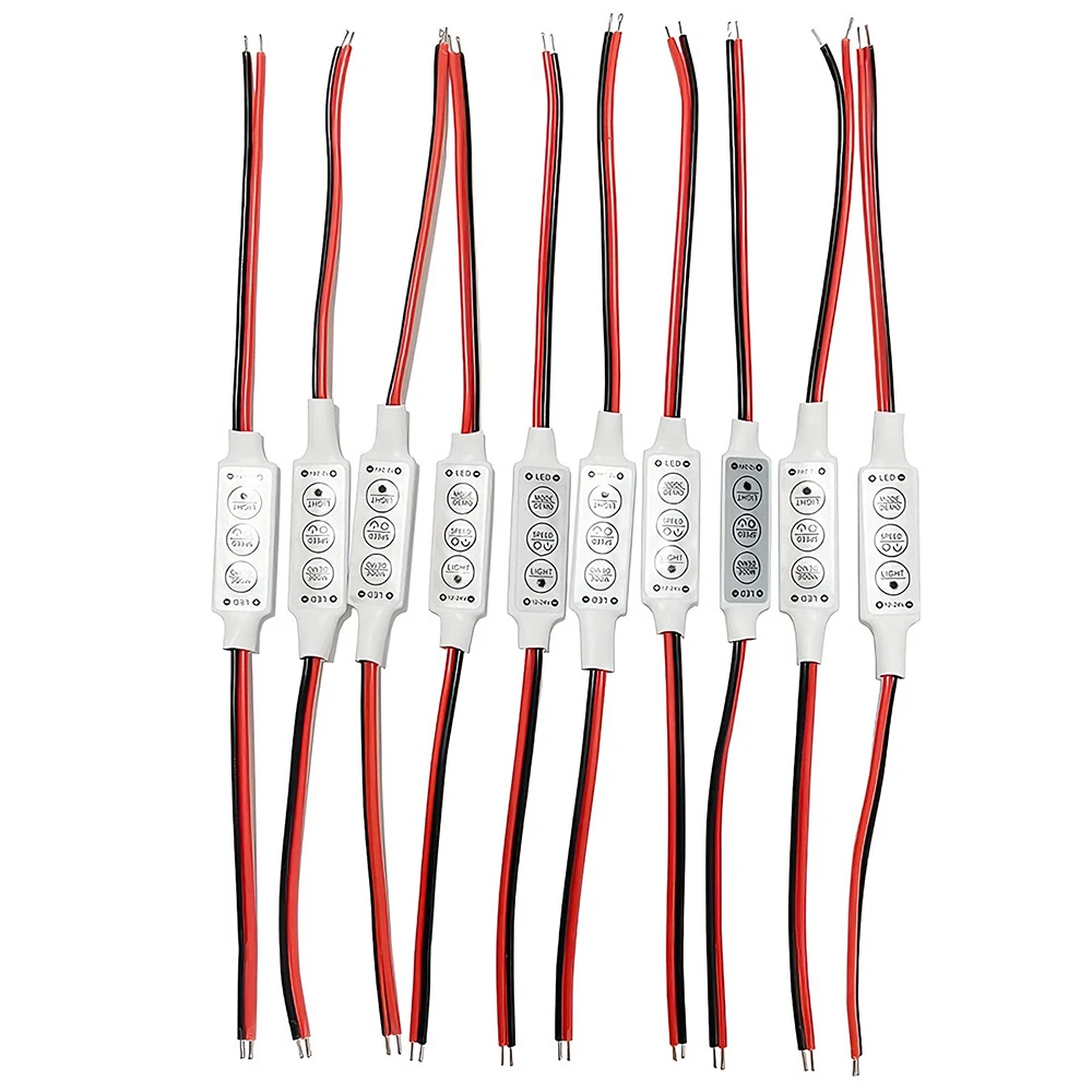 

10Pcs Mini 12V LED Light Dimming 3 Keys Single Color Controller Dimmer Driver and Switch For 3528 5050 5630 Led Strip Light