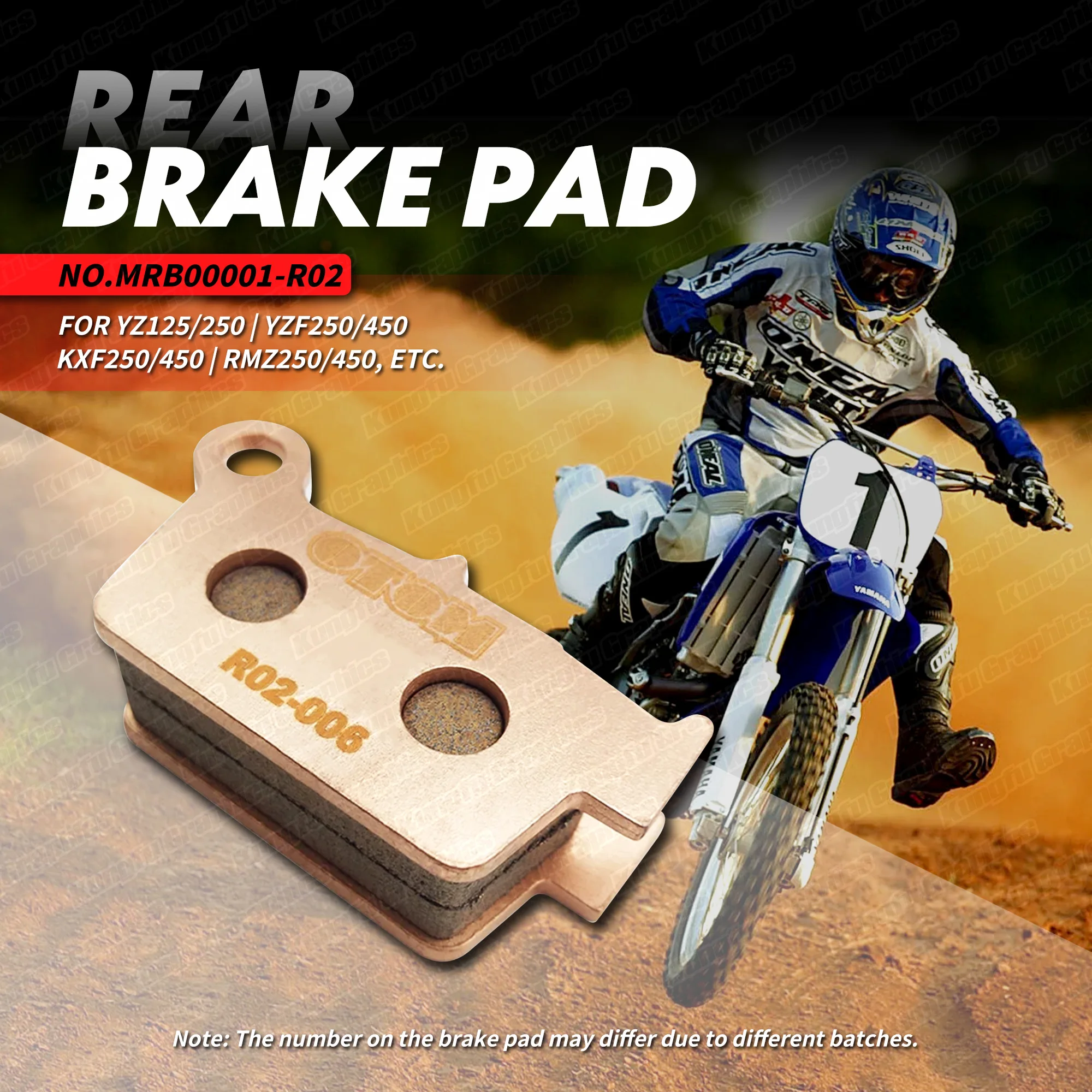 Sintered Metal Brake Pads for YAMAHA YZ125 YZ250F 450F WR 03-19 / KAWASAKI KX250F KLX450R / SUZUKI RM 250Z 450Z 04-18, 1 Pair