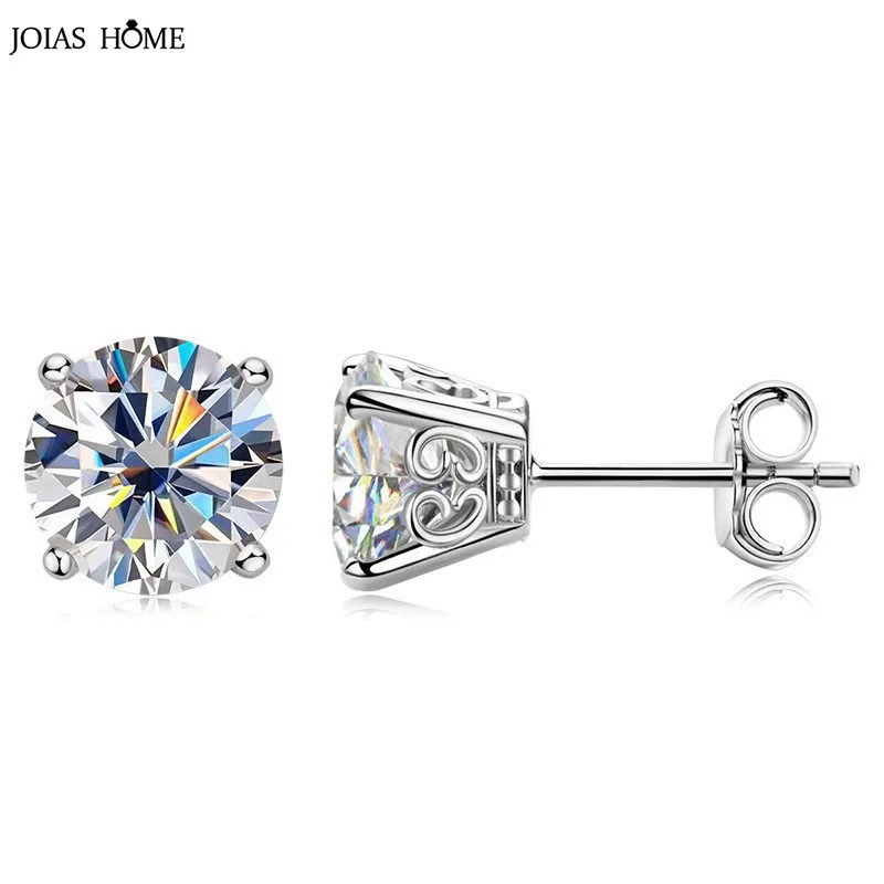 

JH 0.5-2CT 925 Sterling Silver Elegant Stud Earrings For Women Men Round Stud Earrings Zircon D VVS1 Fine Jewelry Lab Diamond