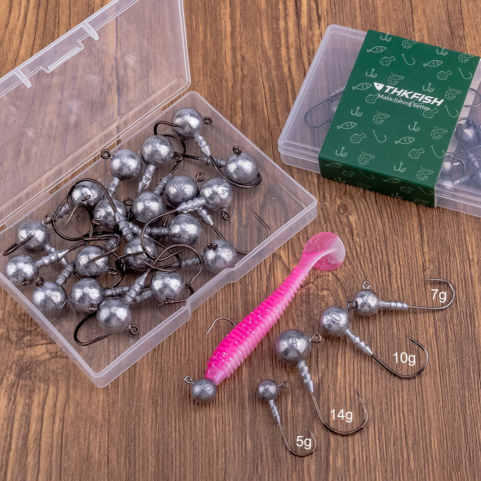 

5pcs Fishing Jig Hooks 5g 7g 10g 14g Lead Head Sharp Barbed Hook For Soft Lures Round Ball Jig Head Fishhooks Bass Fishing