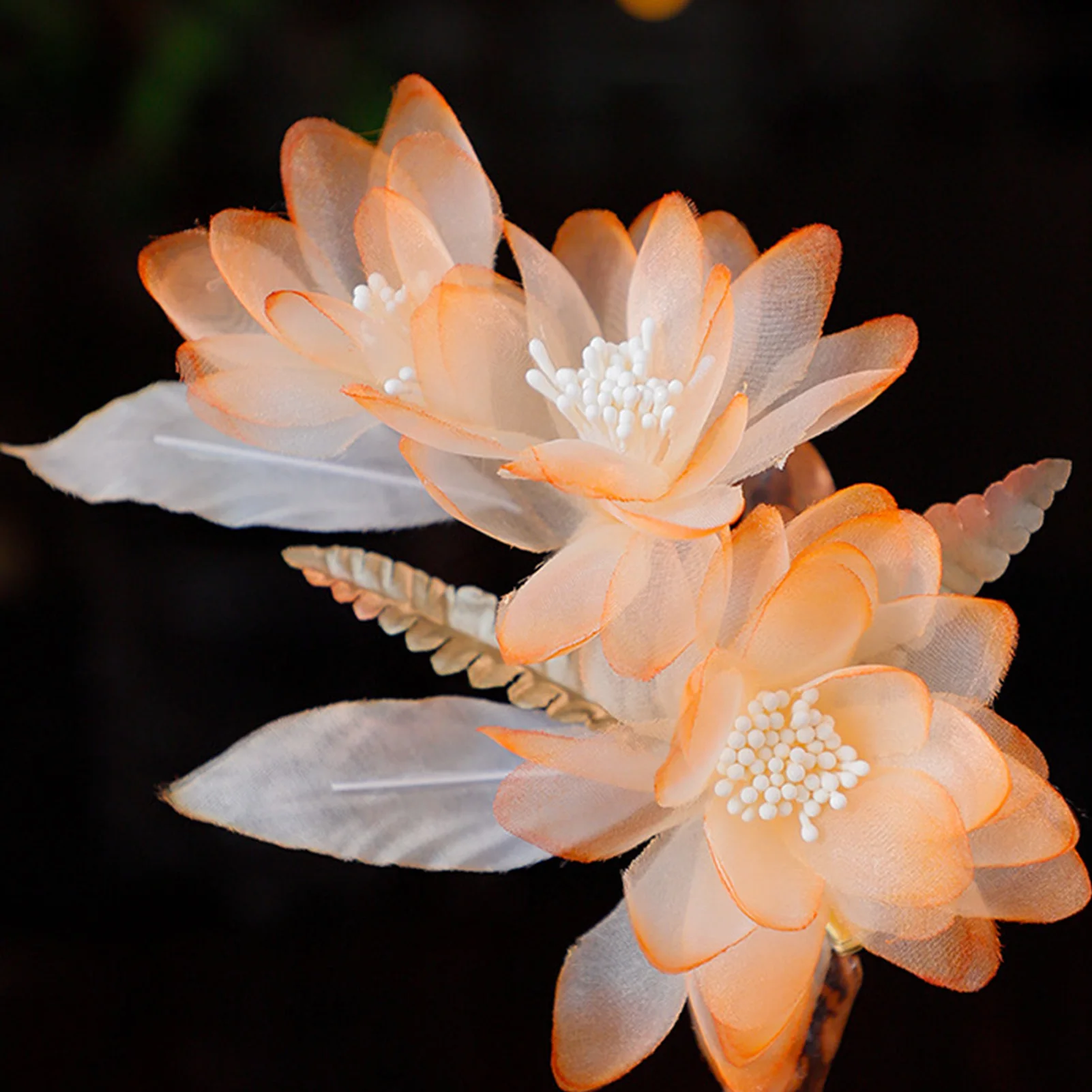 Pinza para el pelo con flor naranja, aleación de poliéster, para fotografía, uso diario, ligera, elegante, para mujeres y niñas