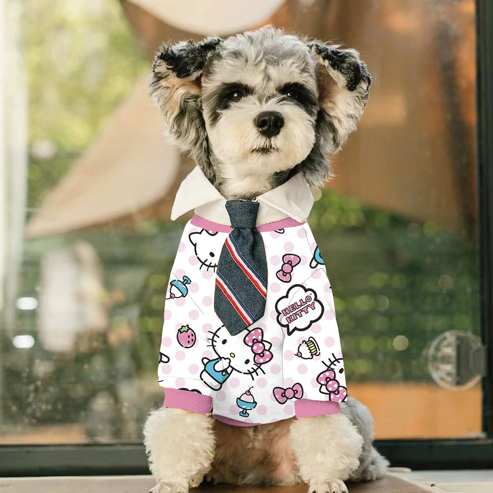 Sanrio personaje de dibujos animados lindo peluche Schnauzer perro gato Sudadera con capucha cálida para mascotas, Otoño e Invierno