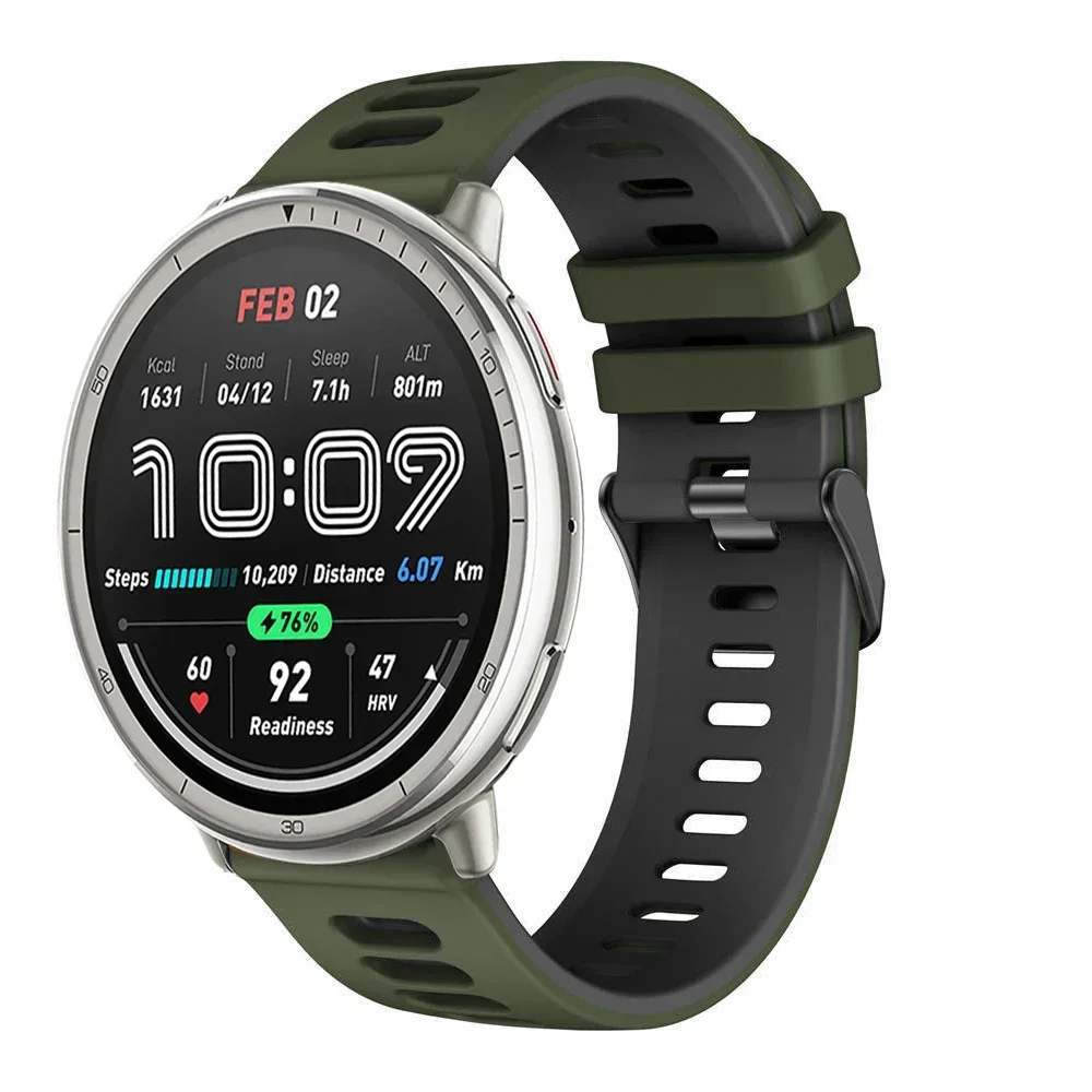 Силиконовый ремешок 20 мм 22 мм для Amazfit Active 2/GTS 4 Mini Cheetah, круглый мягкий браслет для Amazfit GTR/Balance/Bip 6 5/Stratos, ремень