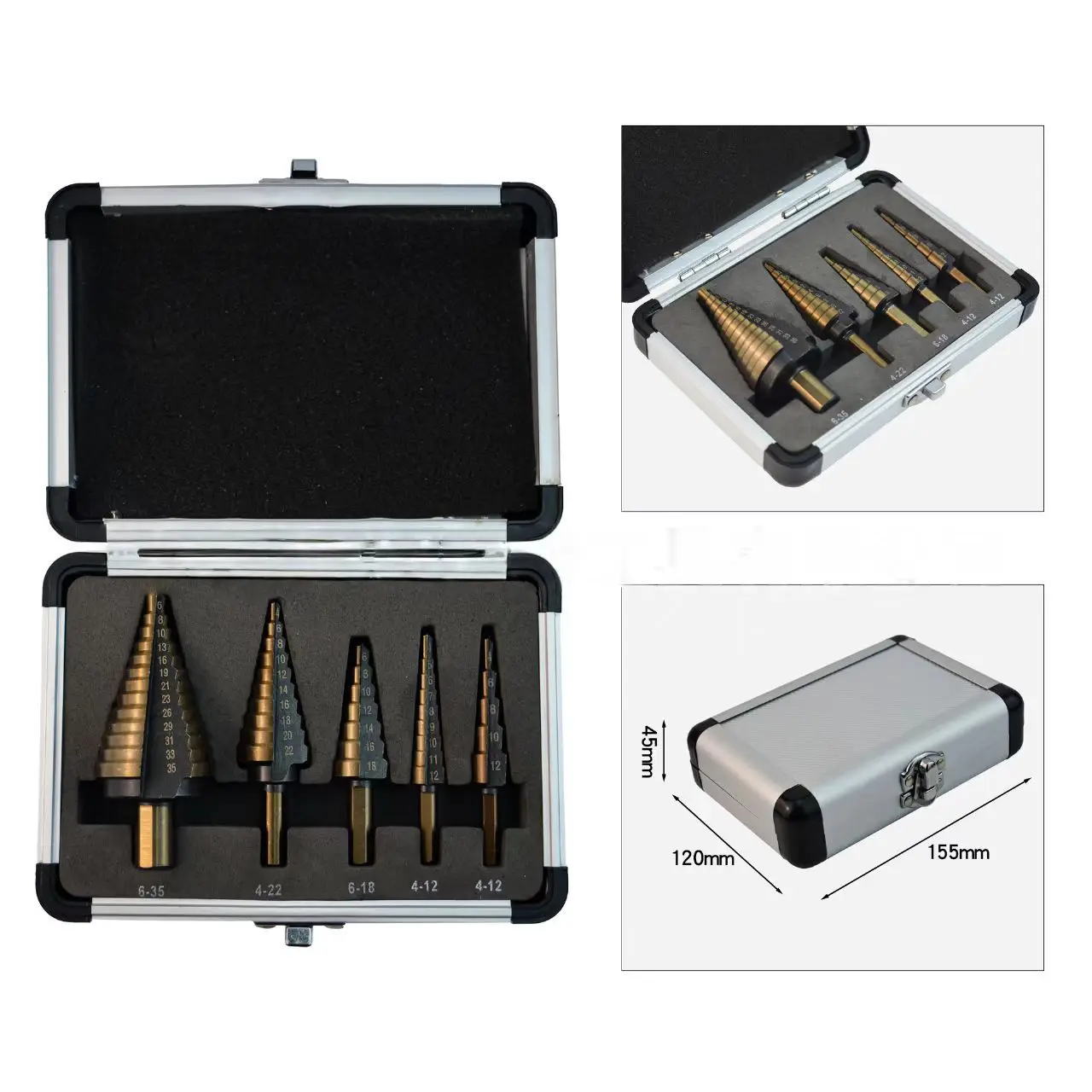 5/6PCS Step Drill Bit Set Hss Cobalt Multiple Hole 50 Sizes Cobalt Titanium Conical Carbide Drill Perforator Hole Cutter Tool