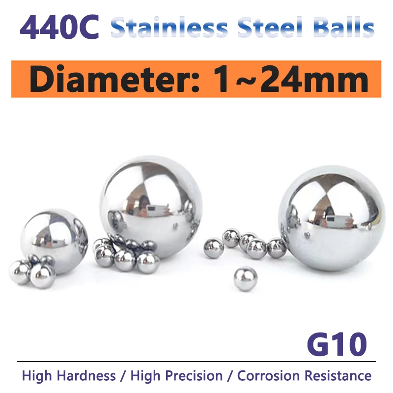 

1-500pcs Dia 1-24mm Solid Steel Balls 440C Stainless Steel G10 Grade Crimp Anti-corrosion High Precision 2/3/6.35/8/10/12/15mm