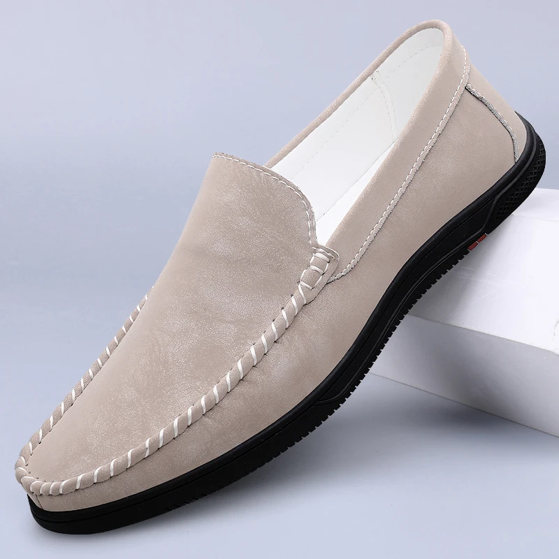 

Мужская повседневная кожаная обувь, туфли из воловьей кожи, качественная мужская обувь, кожаные туфли ручной работы, топсайдеры, одношаговые педали