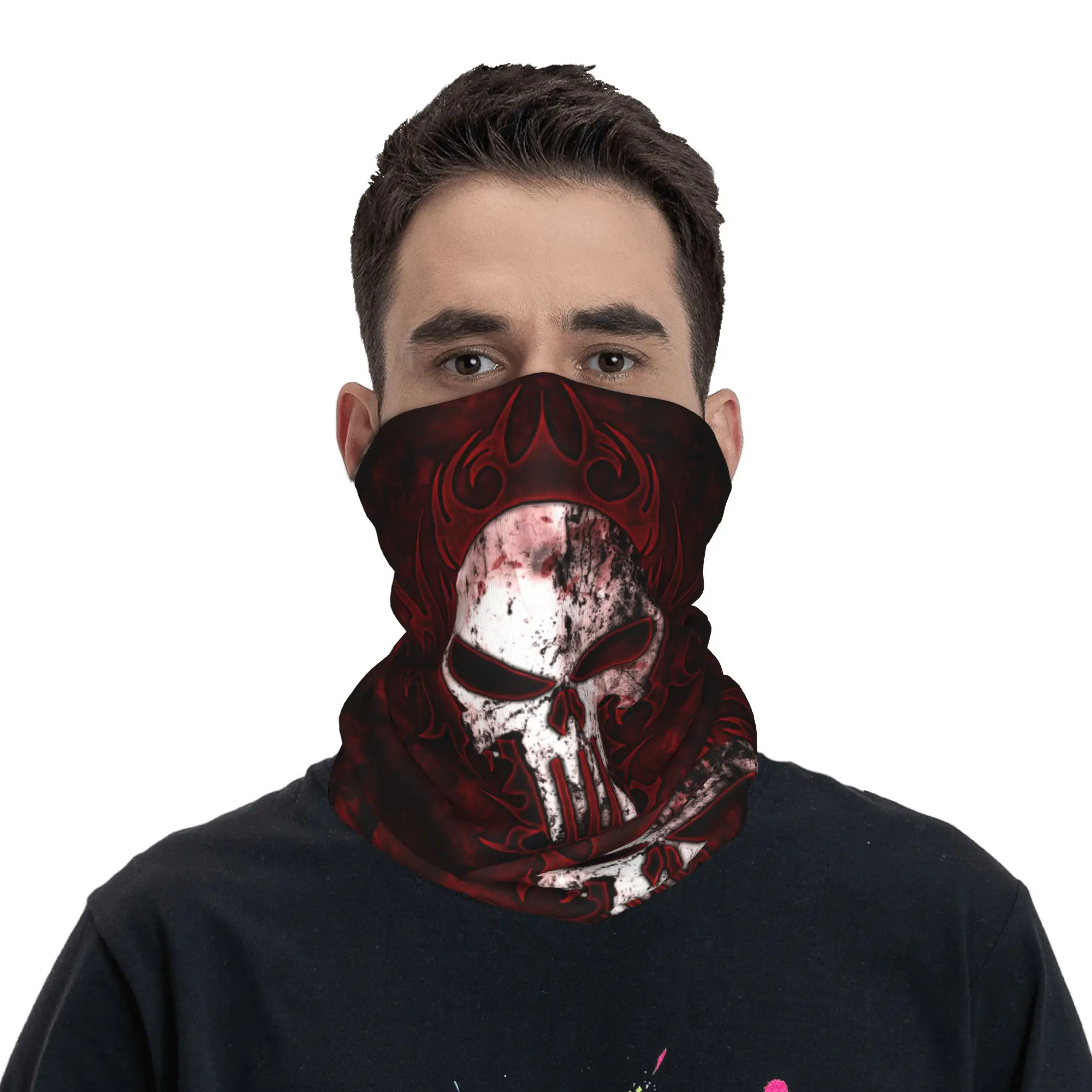 Punishers Bandana Neck Gaiter Printed Gothic Goth Mask Scarf Multi-use Cycling Scarf Fishing Unisex Adult Washable