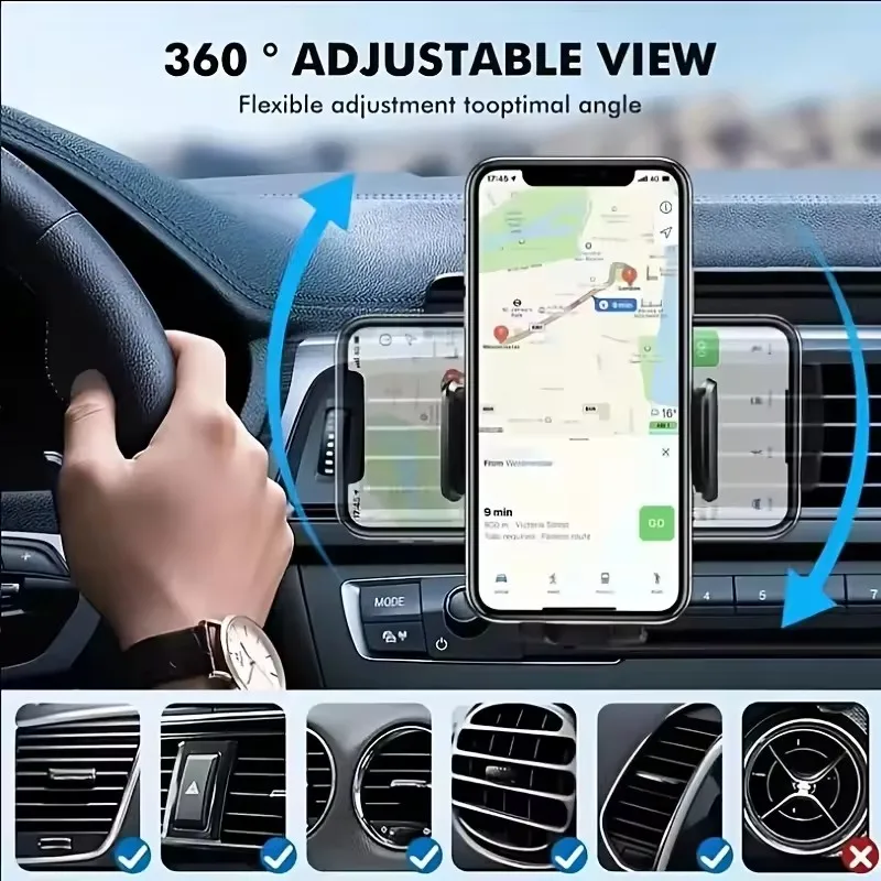 Universal Car Hook Base Phone Holder Gravity Mobile Stand GPS Support Auto Air Vent Mount for IPhone 16 15 14 13 Xiaomi Samsung view 3