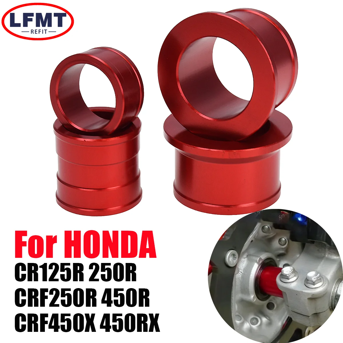 

Motorcycle CNC Front Rear Wheel Hub Spacers For HONDA CR125R CR250R CRF250R CRF450R CRF450X CRF450RX 2004-2017 2019 2020