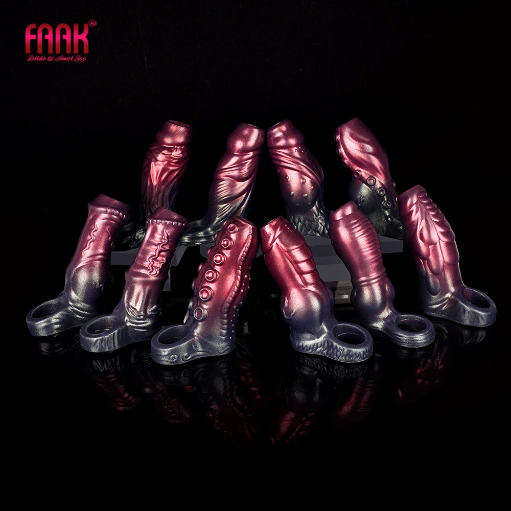 

FAAK Silicone Penis Sleeve Size S M L Fantasy Dildo Sheath With Anti-drop Ring Sex Toy For Men Male Masturbator Cock Enlargement