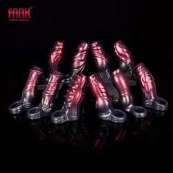 FAAK Silicone Fantasy Dildo Sheath With Anti-drop Ring Penis Sleeve Size S M LSex Toy For Men Male Masturbator Cock Enlargement