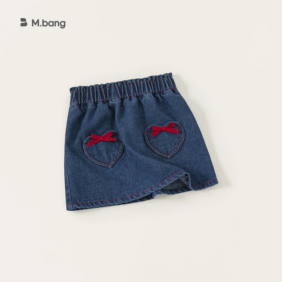 Autumn Skirt Cute Elastic Waist Love Bow Decorative Pocket Denim Skirt Fashion Casual Baby Clothing