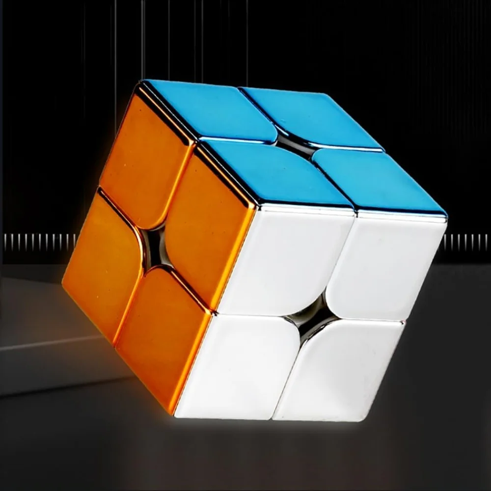 Shengshou Magnetic Dazzling Colors Metallic 2X2 Speed Cube Shiny Cube Mirror Reflective stickerless Metallic 2x2x2 Puzzle