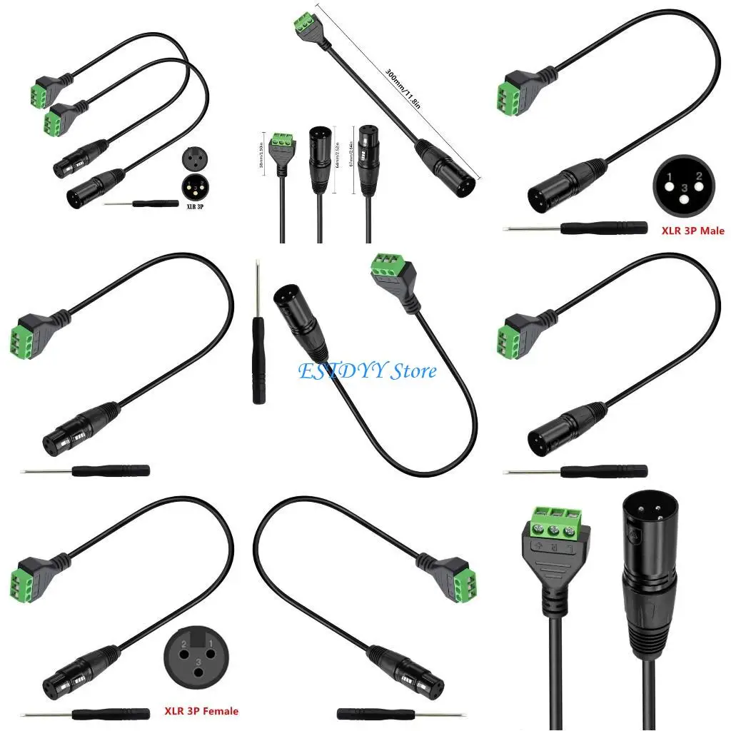 

G6DE Solderless XLR 3-Core Adapter Cable with Screwdriver XLR to 3 Pin Terminal Solderless Screw Converter Adapter Cable