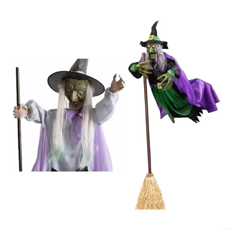 Halloween Hovering Witch Sculpture with Sound Touch Activated Jaw Movements Gift