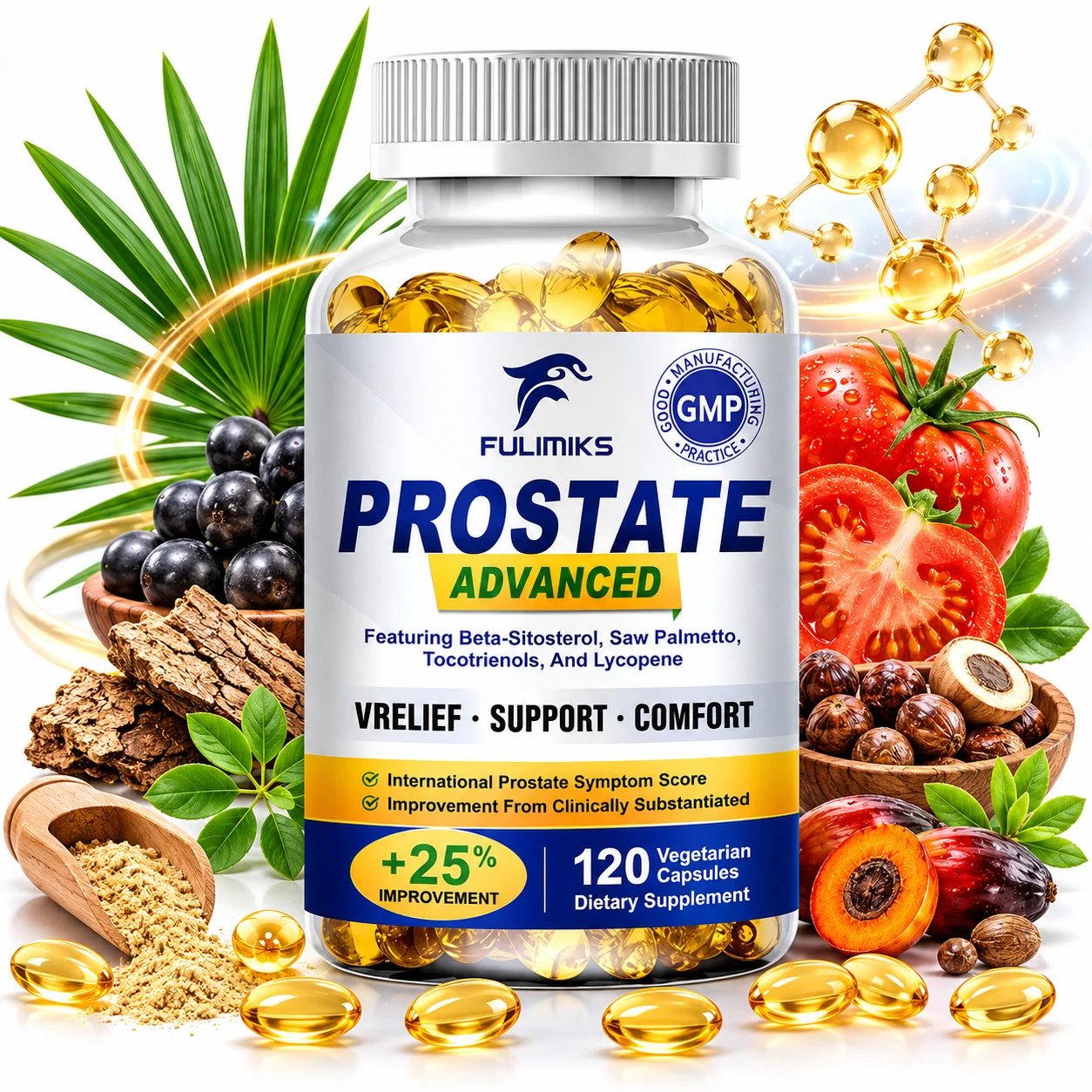 Prostate Health-Contains Saw Palmetto, Selenium, Supports Male Prostate and Urinary Tract Health, Bladder Control, Antioxidant