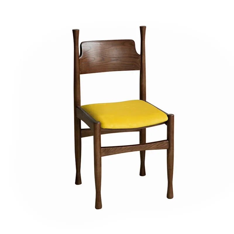 

French retro dining chair Nordic designer soft bag medieval solid wood chair living room home leisure simple back chair