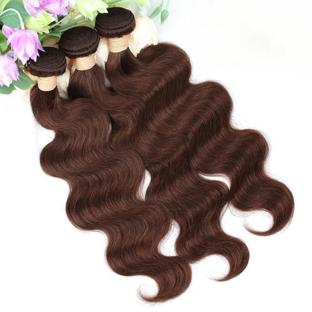 26 Inch 100g/PC Light Brown Body Wave Human Hair Bundles Double Weft Hair Extensions Brazilian Virgin Hair Full End