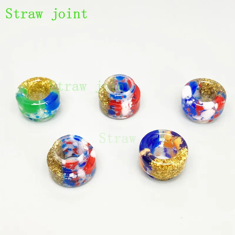 1pc 810 Random Color Half Gold Pattern Straw Joint