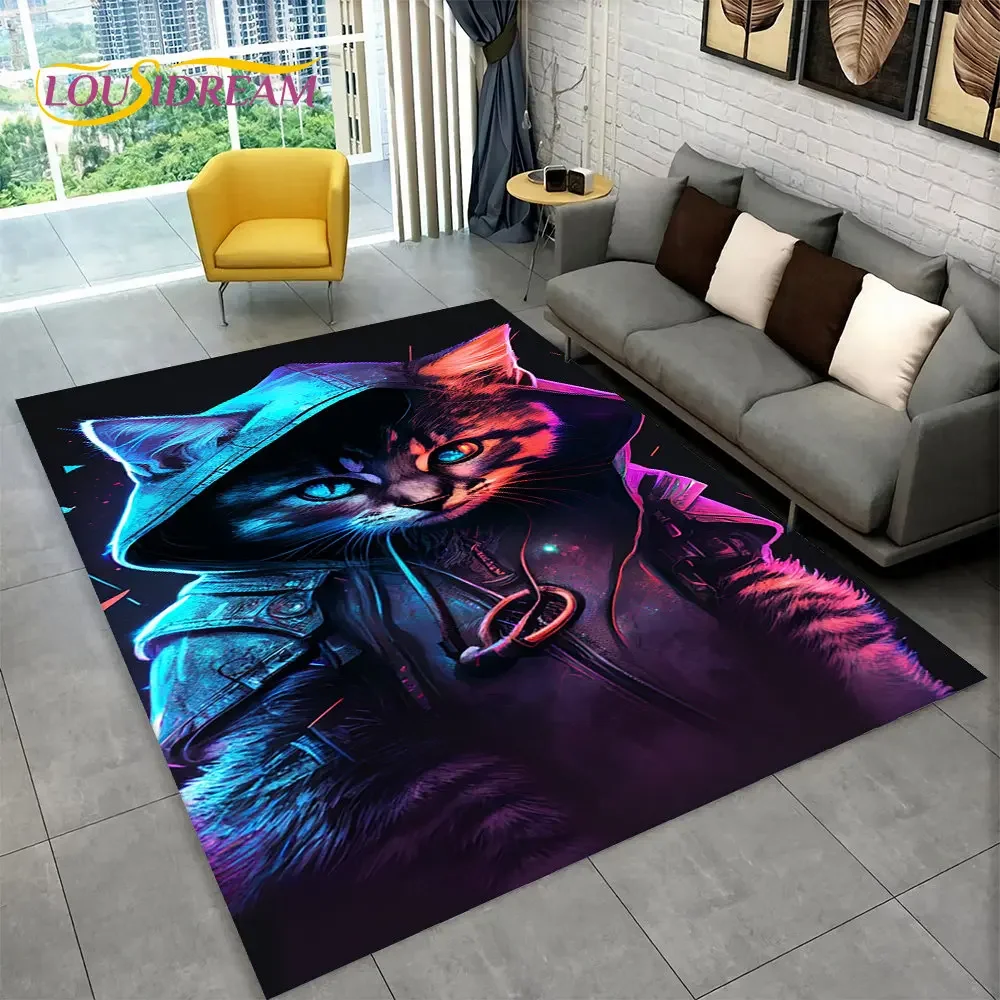 

Большой ковер с 3D мультяшным милым котом, ковер для гостиной, спальни, дивана, коврик для украшения кухни, детский нескользящий напольный коврик