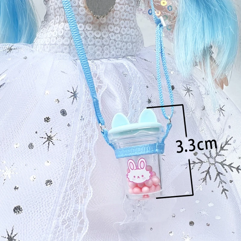 Mini Doll Water Bottle Model Miniature Kettle With Lanyard For 1/4  1/6 OB11 DollHouse Accessories Outdoor Bottles Decoration
