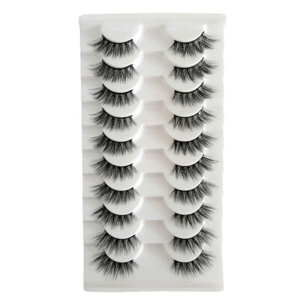 10 Pairs Wispy Bushy Half Eyelash Eye Tail Lengthening Black Stem Cat Eye False Lashes Reusable Soft Natural Fluffy Lashes