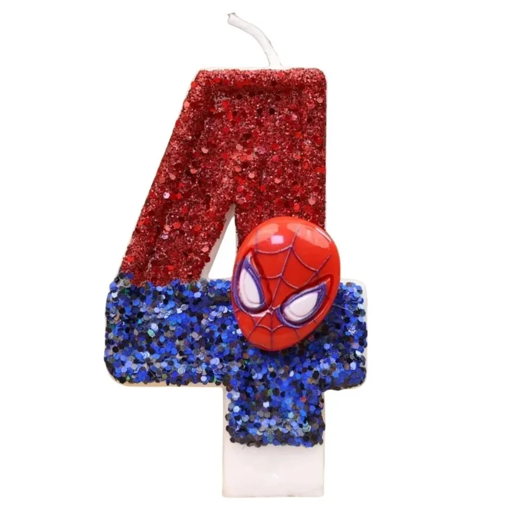 1 Stück Spider Man Geburtstagskerzen Anime Cartoon Avenger Superheld Spidermans Glänzende Zahlenkerzen Geburtstagsdekorationen