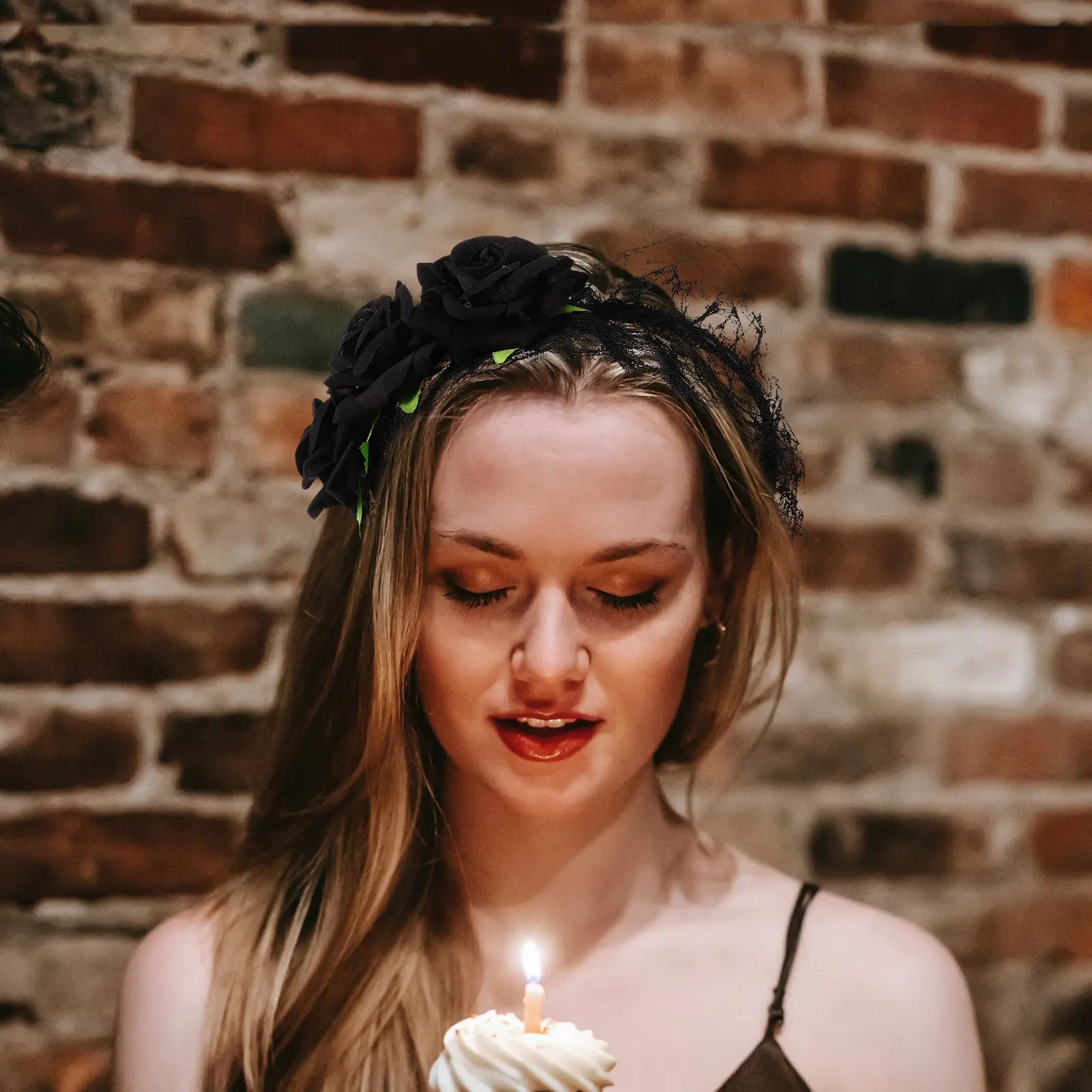 

Rose Flower Headband Lace Hairband Wide Floral Crown Suitable for Wedding Engagement Party Photography Women Hair Accessory