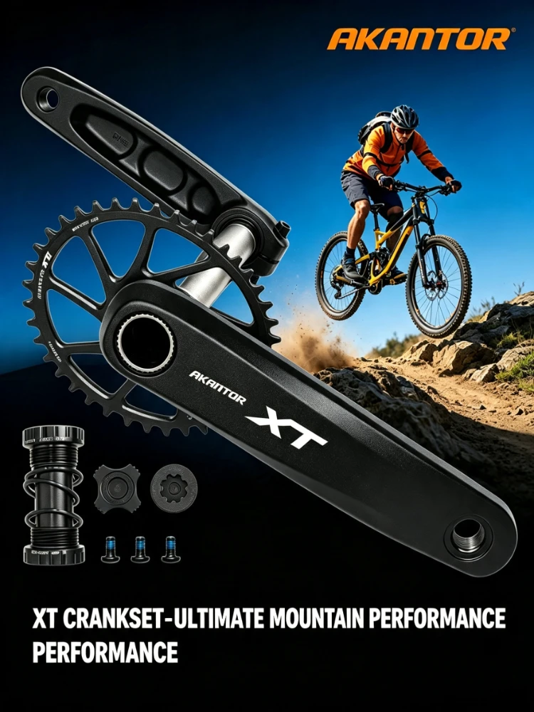 AliExpress NONE AKANTOR XT Hollowtech MTB Crankset 104 BCD 170mm Bicycle Crank Arm 34-40T Chainring 9-12 Speed Mountain Bike Crank Set