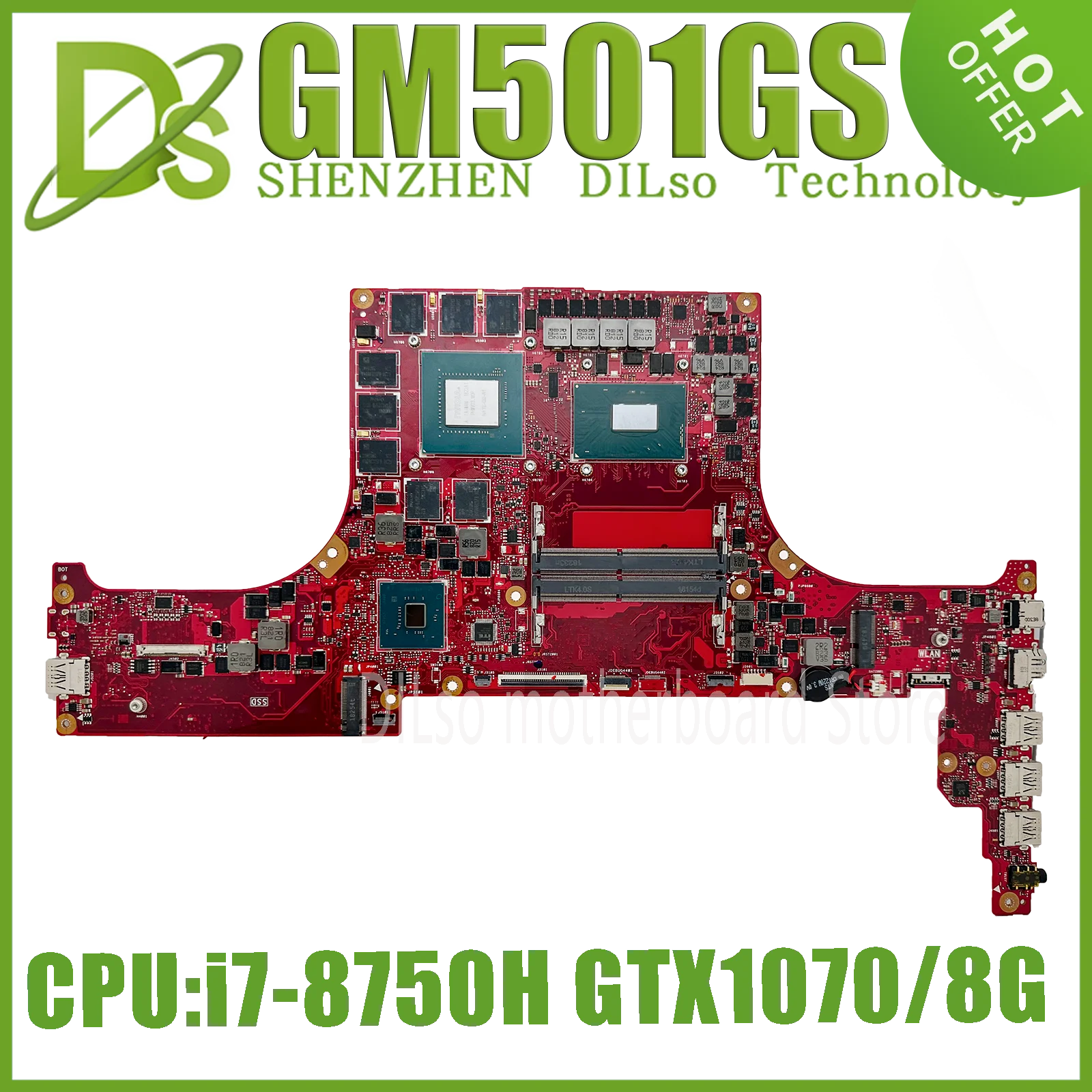 KEFU GU501GM GM501GM MAINboard For ASUS ROG Zephyrus GU501GS GM501GS Laptop Motherboard W/ I7-8750H GTX1060 GTX1070 100% tested