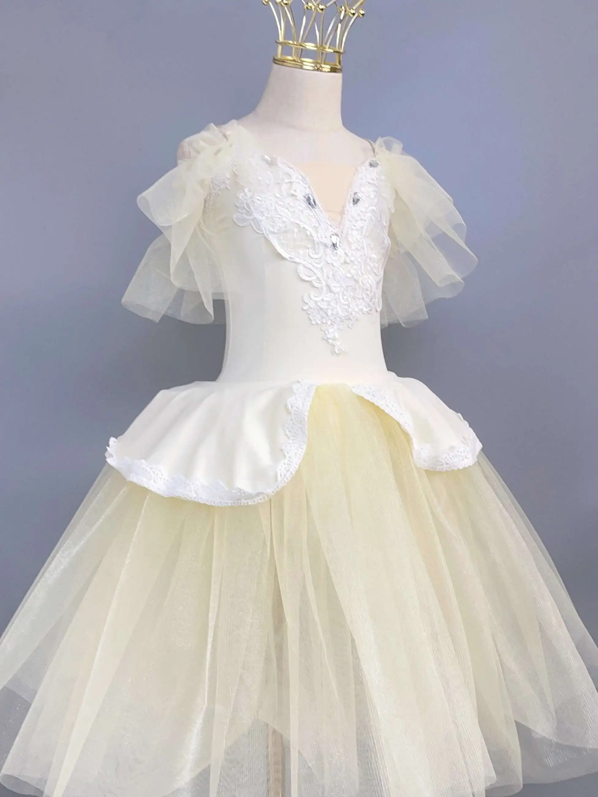 Children's Day Long Soft Tulle Ballet Performance Dress for Girls Professional Swan Lake Dance Dress Little Swan Performance