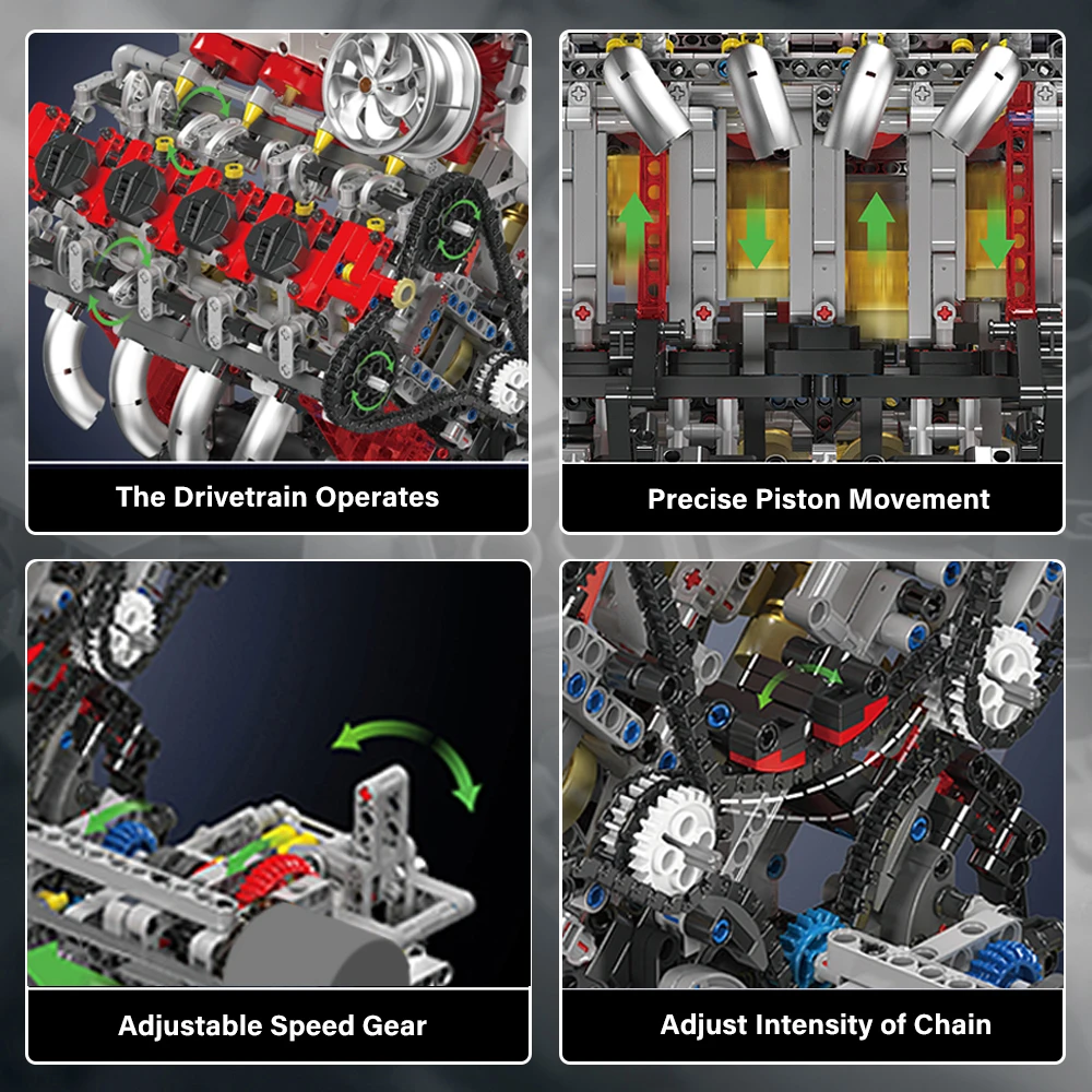 3056 + pièces SuperCar V8 blocs de construction de moteur ensemble de modèles, modèle de voiture de Sport, fonctionne réalistes, vitesses réglables