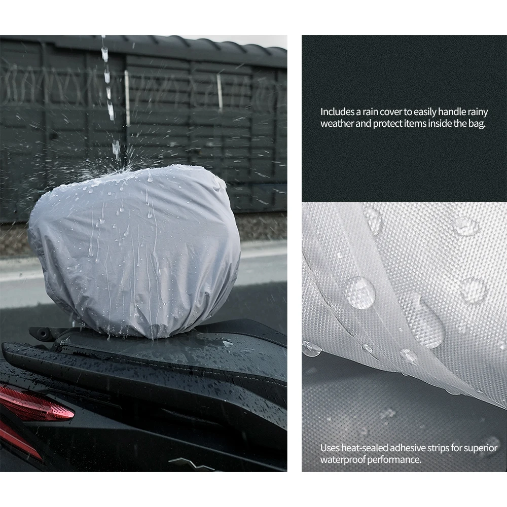 high quality motorcycle bag rain cover ROCKBROS Tail with Waterproof 50L, Black Slip on rain covers for the Thrashin Road Trip Backpack Fully Taped Seams Water Resistant Coated Nylon Shad Rain Cover for Tank
