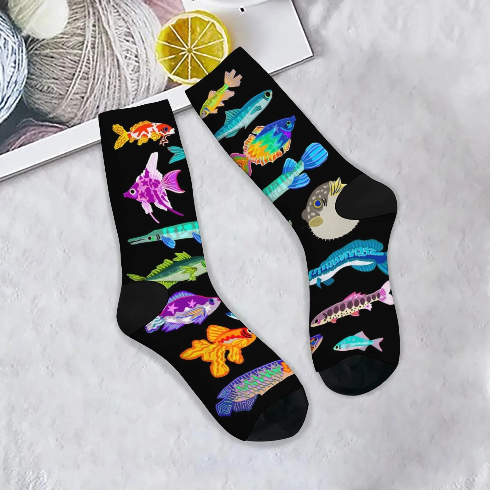 Cartoon Tropische Fische männer Socken Neuheit Lustige Glückliche Crew Socken Harajuku Stil Straße Hip-Hop Mode Socken Verrückte party Geschenk