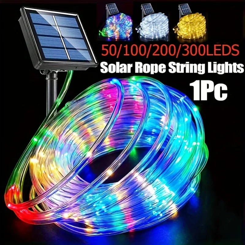 Solar Fairy Lights Outdoor Waterproof 8 Modes Rope String for Christmas Tree Patio Yard Garden Party