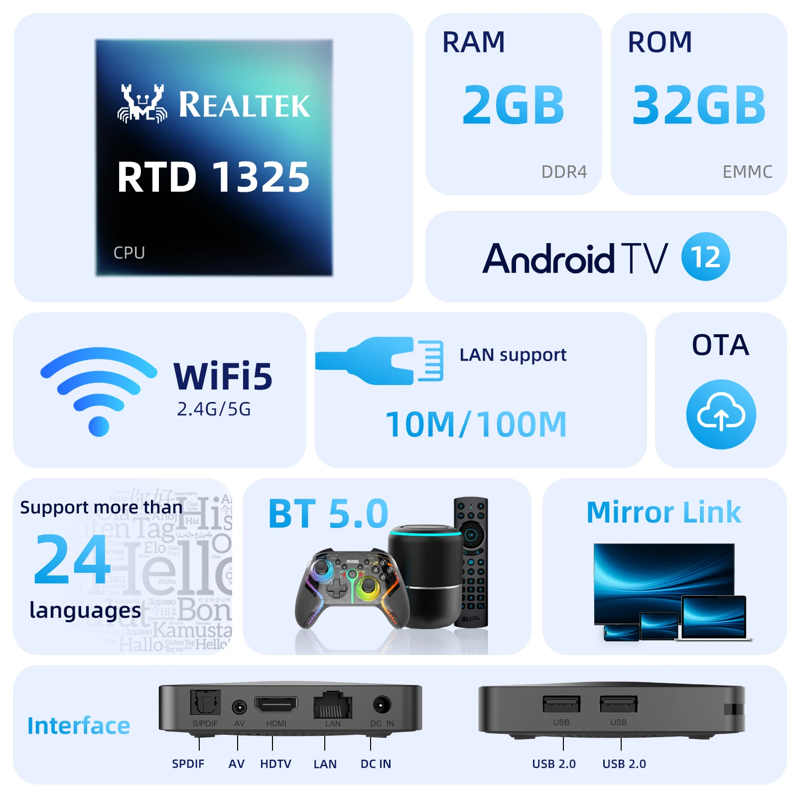 TV Box Android MECOOL KM9 Pro Max 2025 With Google TV Android 12 Netflix Certified Dolby Audio 2+32G WIFI 2.4G/5G 100M IP TV