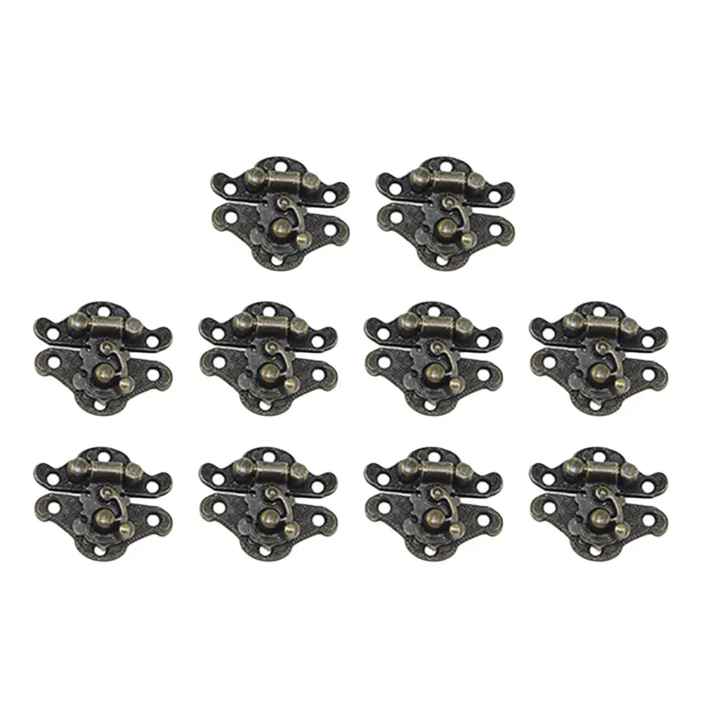 10Pcs Hasps Latch Lock Retro Style Embossing Clip Decorative Catch for Wooden Jewelry Cases Chests Vintage Hardware