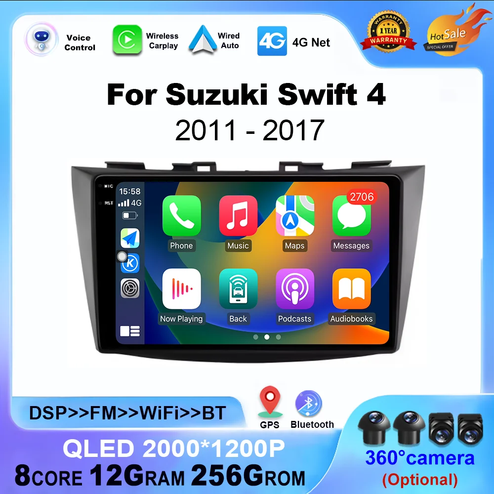 

Автомобильный радиоприемник Android 14 Auto Carplay для Suzuki Swift 4 2011-2017, стерео мультимедийный видеоплеер, навигация, GPS, 2,5D сенсорный экран