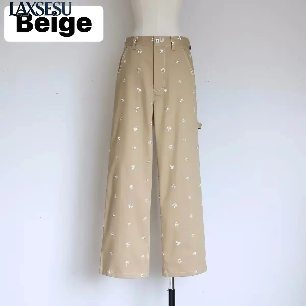 Women's Long Pants Japanese Style Exquisite Embroidered Flower Casual Trousers Fashion Spring and Autumn Straight-leg Pants