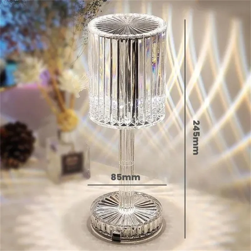 Diamond Crystal Table Lamp Net Red Bedside Romantic Atmosphere Lamp Modern Minimalist Creative Line Acrylic Table Lamp