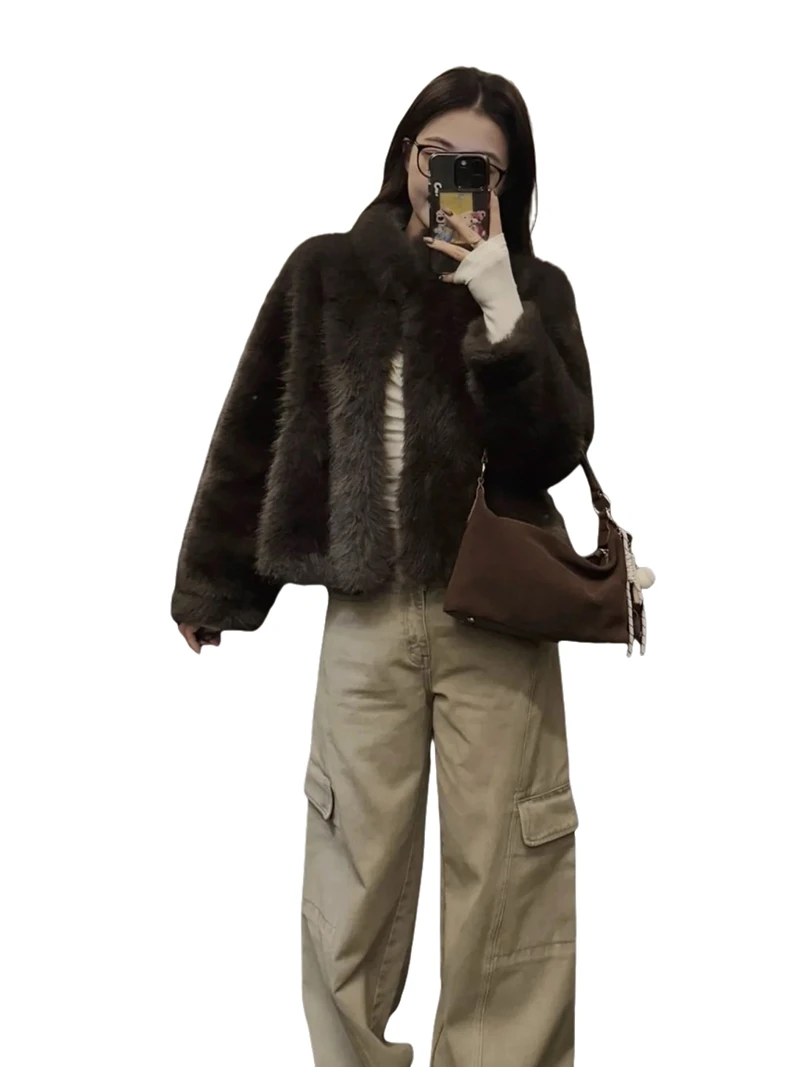 

Высококачественная женская шуба из лисьего меха, зимний теплый цельный топ с мехом, экологически чистая шуба из утолщенного меха