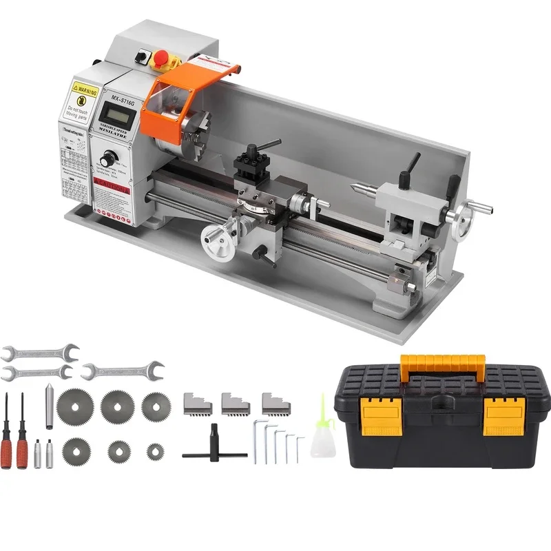 Brushless Mini Metal Lathe  7''x16'' / 180mm*400mm 800W Digital Display Continuously Variable Metalworking Turning