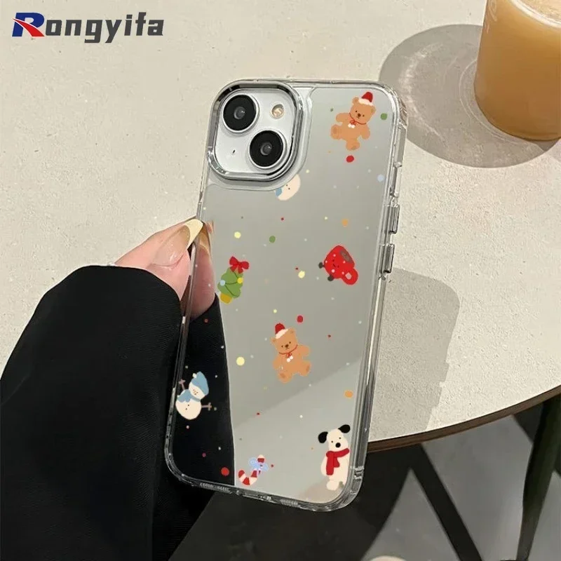 Christmas Mirror Casing For Vivo Y37 5G Y300 Y200 Pro Y200E Y200i Y200T Y100 Y38 Y58 Y36 Y27 Y35 Y35M Y36M Case