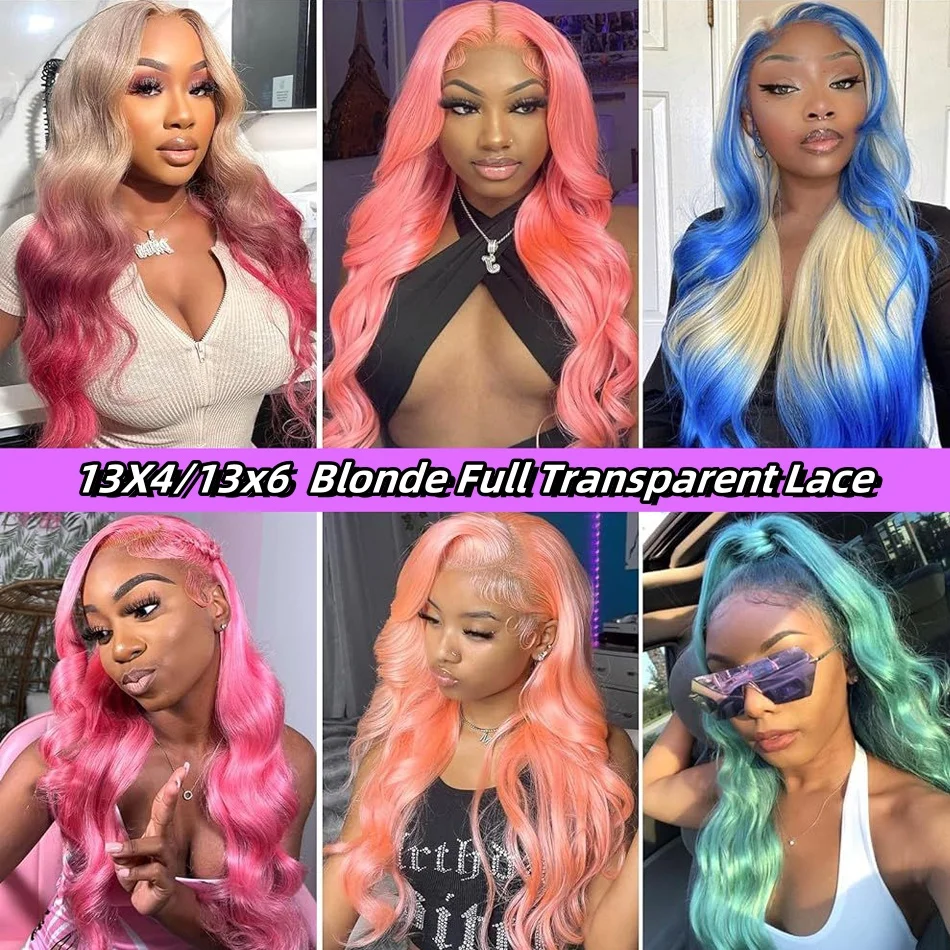 Wig rambut manusia renda depan transparan 13x4 13x6 HD wig Frontal 100% Natural Brazilian 613 rambut gelombang tubuh pirang untuk wanita