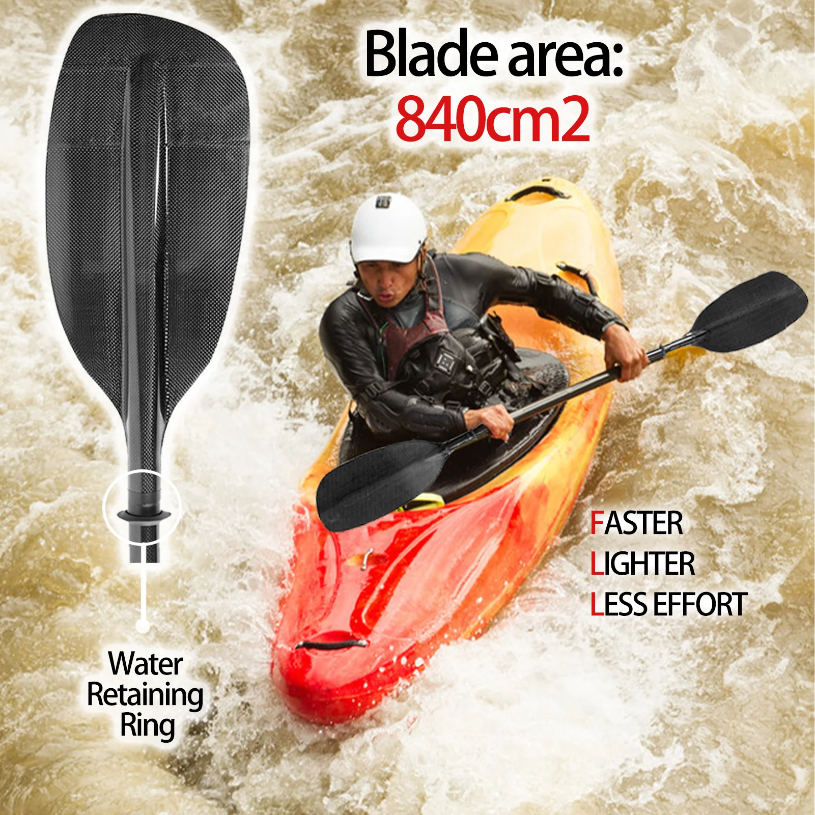 100% Full Carbon Fiber Whitewater Paddle with Bent Shaft for Watersports Surf in Sea Lightweight Paddle For Kayak Boat