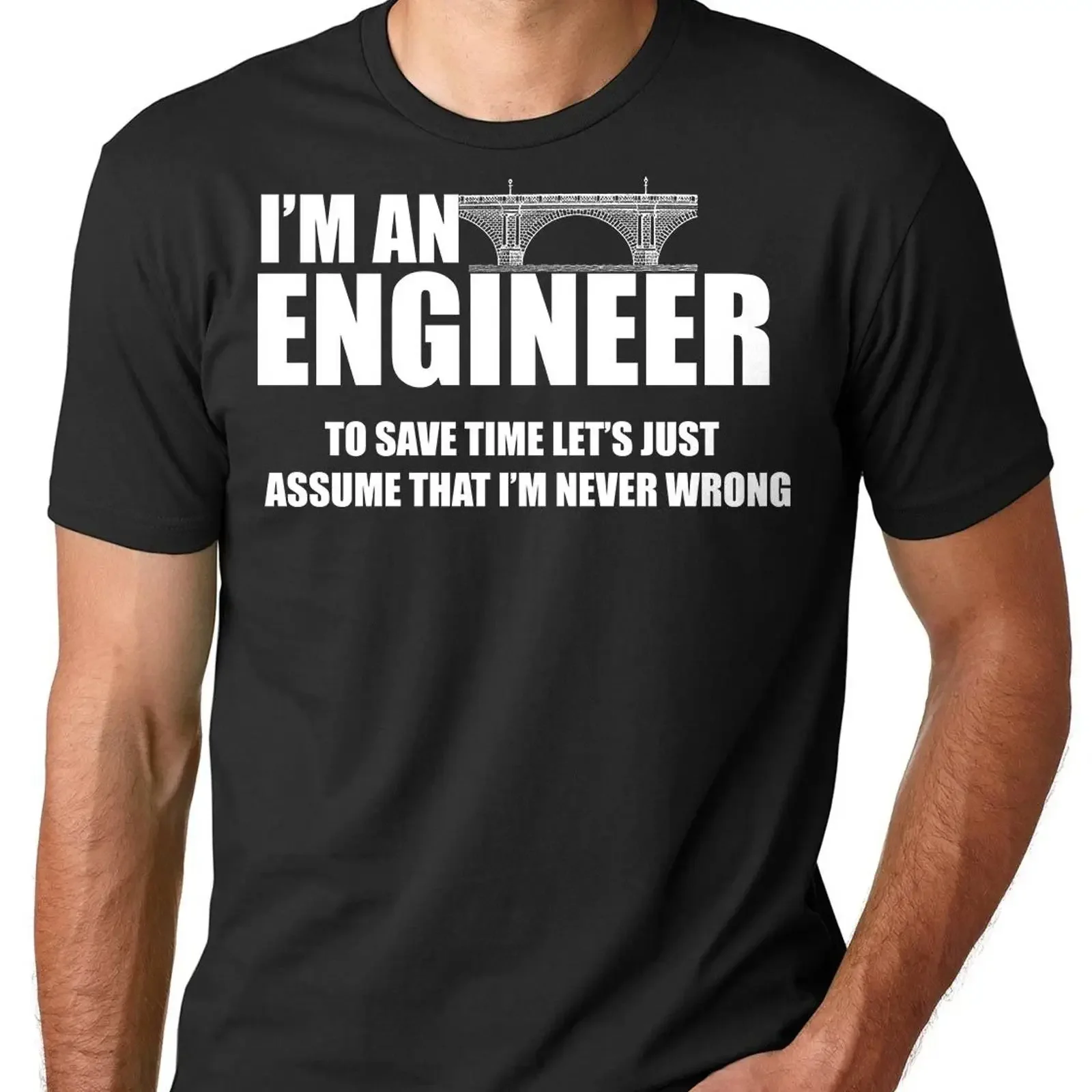 T-shirt Engineer Bridge humoristique, vintage, délavé, respirant, pour homme, doux, décontracté, vêtements de créateur, polyvalent, graphique