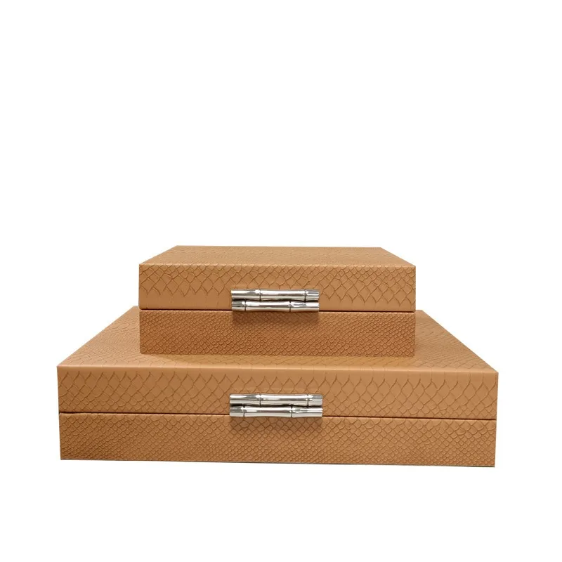 Leather Jewelry Storage Box Set Snakeskin Pattern Rings Case Modern Minimalist Necklace Container Women's Bracelet Organizer