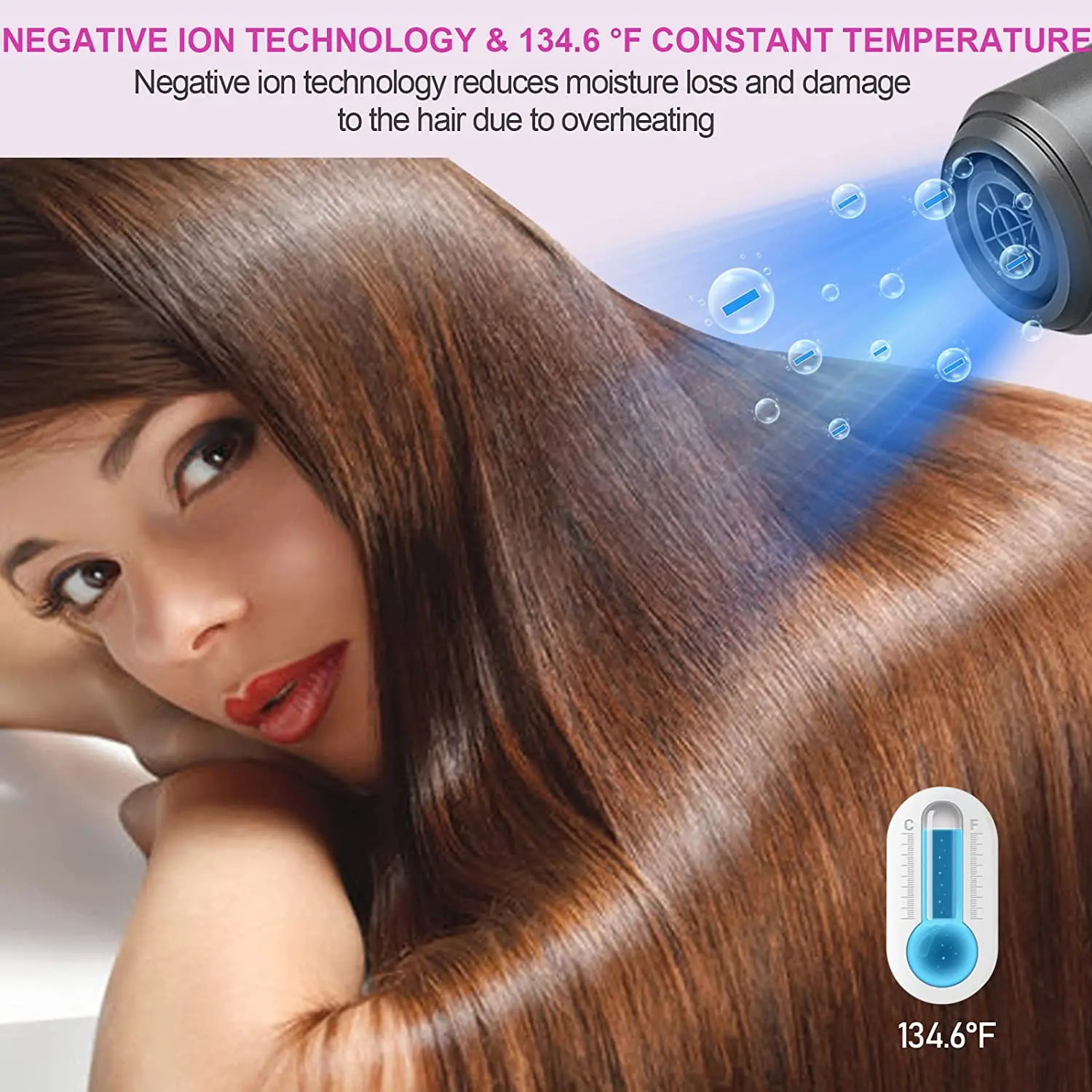 Phenitech Hair Dryer Blow Dryer Fast Drying Low Noise Constant Temperature Control Home Salon